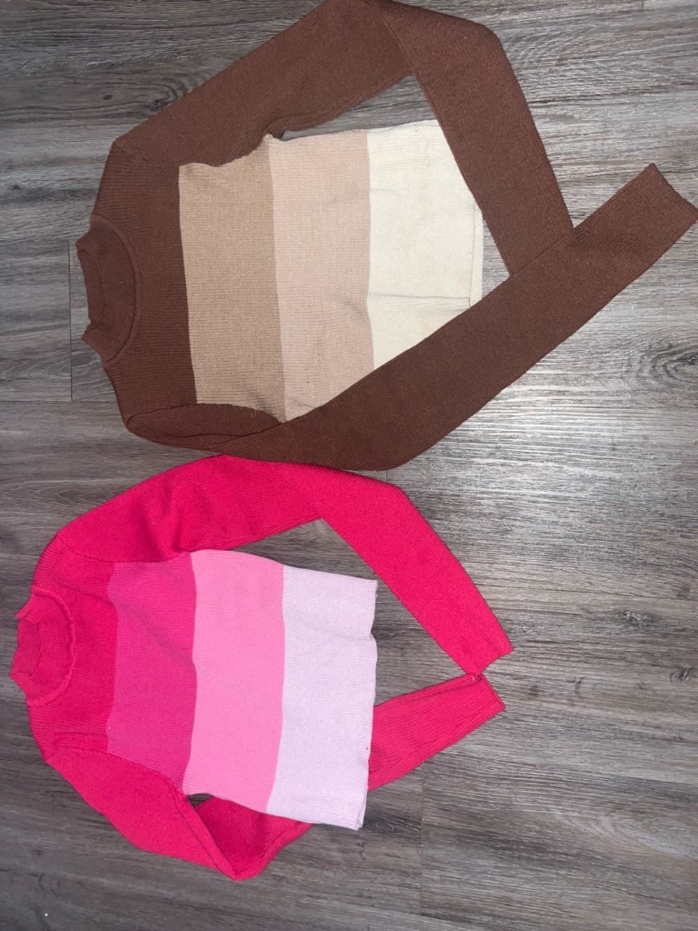 Cropped Sweater Bundle 2pc Colorblock Mock Neck Pink Brown Trendy